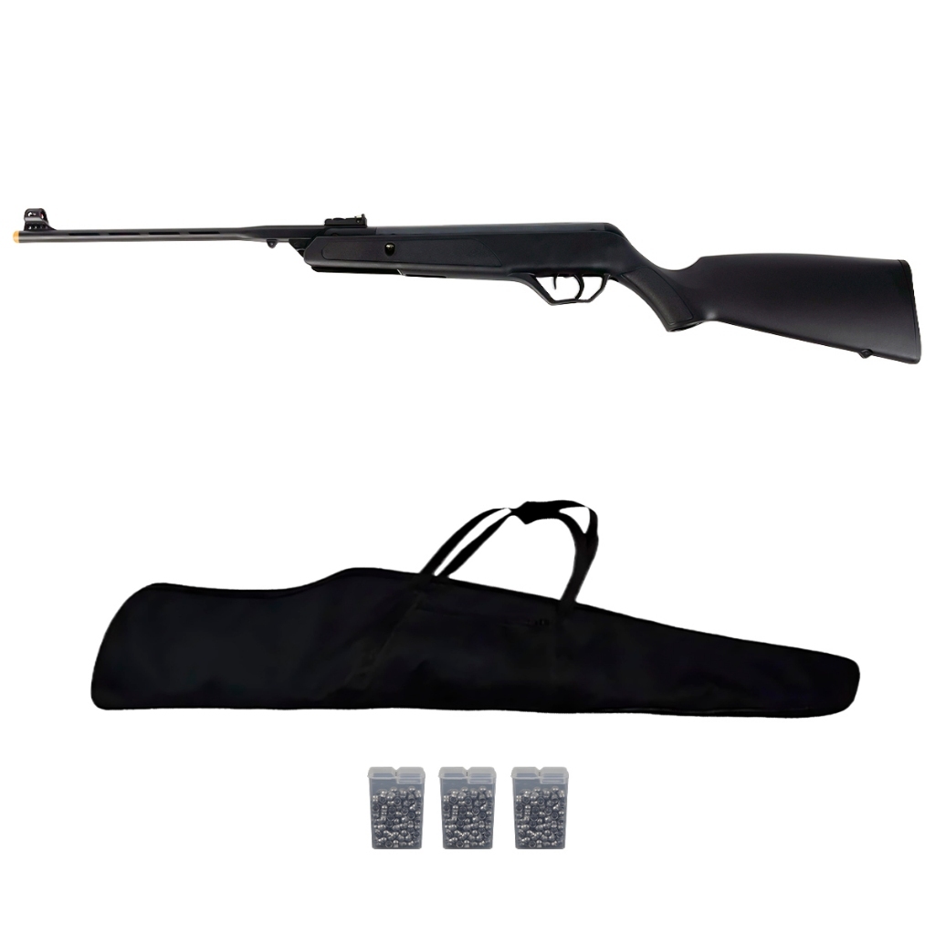 Carabina de Pressão AG12 Mola Preta 5.5mm - CBC + Capa + 3 Chumbos