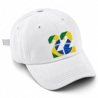 Boné Branco 22 Bandeira do Brasil Estampado Premium Aba Curva Ajustável Patriota Boné Masculino Marrom Feminino Unissex