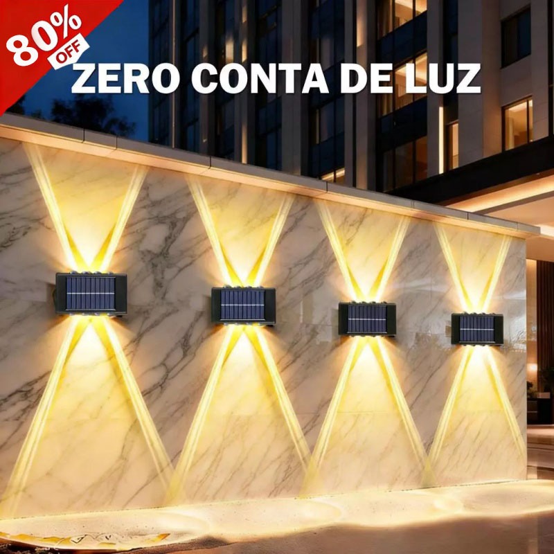 2-10 peças Luminária Solar de Parede 6/8/10/12 LEDs Luz Quente Automática à Prova d‘Água Externa
