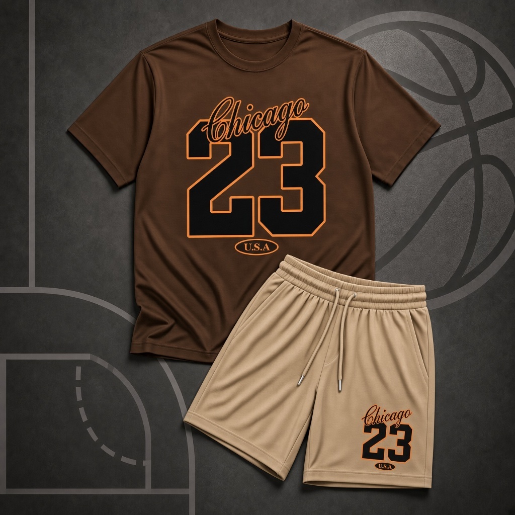 Conjunto Camiseta Estampada e Short Moletinho Infantil Masculino Estiloso Crianças