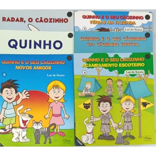 Livro Quinho e seu cãozinho Especial, Férias na Fazenda, Acampamento, Novos Amigos, Radar e Quinho Eco Arte Preto