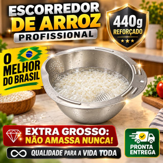 Lavador De Arroz Inox Luxo Escorredor Multiuso Tigela Para Lavar Cereais E Frutas Design Inteligente Durável