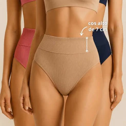Kit 6 Calcinhas Femininas Cintura Alta, Cós Duplo, Confortáveis, Poliamida Premium