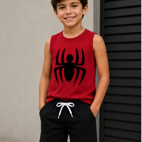 Conjunto Regata e Shorts Meninos Estampado Confortável de Verão - Babei no Look