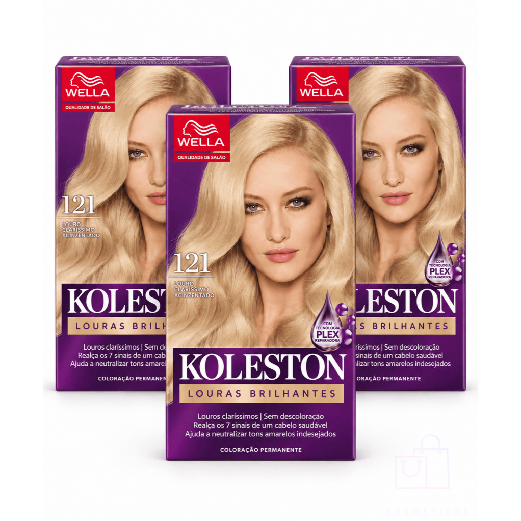 Kit 03UN Tintura Koleston Louro Especial Claríssimo Acinzentado 121