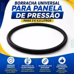 Borracha Panela de Pressão Universal 3 Litros e 4,5 Litros Vedação Preta Reposição