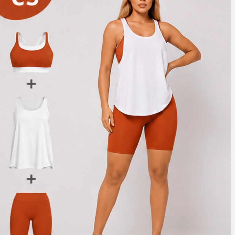 Kit Conjunto Cropped + Bermuda C/ Bolso + Regata Fitness ASD — imagem 1