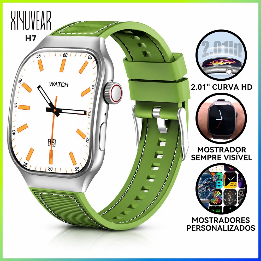 Smartwatch XiYuVear H7 Relógio Inteligente Tela Curva Chamadas Bluetooth Notificações Masculino Feminino Android iOS