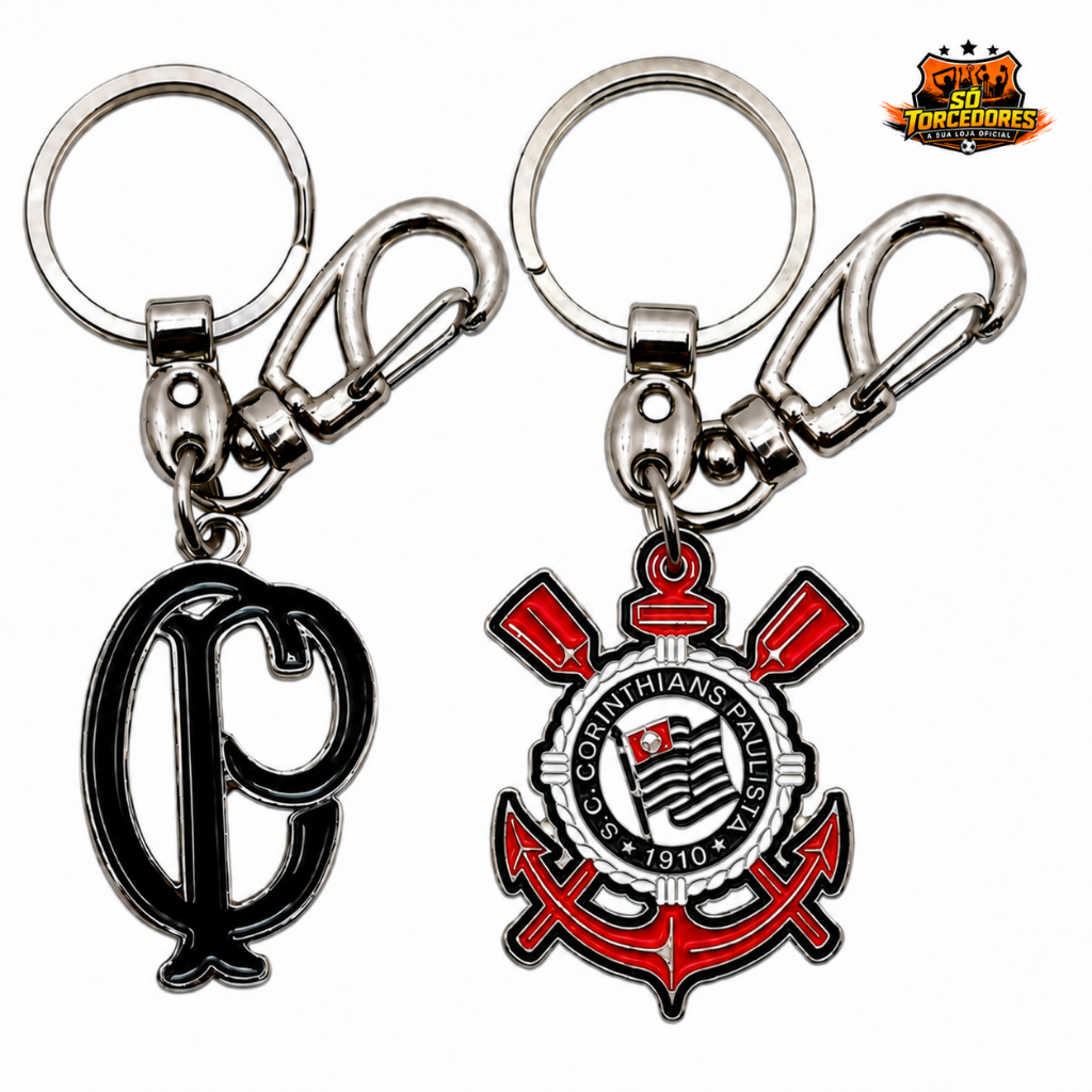 CHAVEIRO CORINTHIANS OFICIAL - CHAVEIRO EM METAL / ESCUDO - RETRÔ CP - PRESENTE OFICIAL