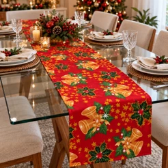 Trilho Caminho de Mesa Natalino Oxford Decoração Mesa Posta Ceia de Natal