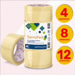 Kit 30 Fita Adesiva BOPP 48mm Transparente 100 metros