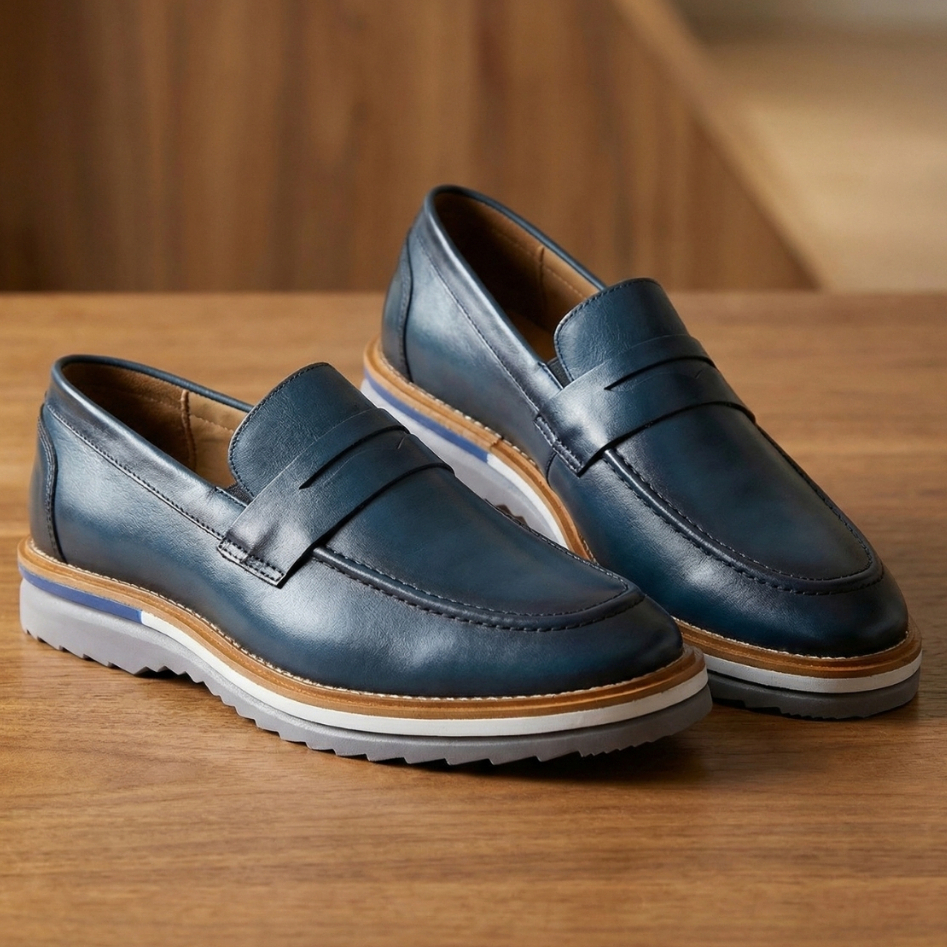 Mocassim Loafer Masculino Couro Legítimo Calce Fácil Confortável Elegante
