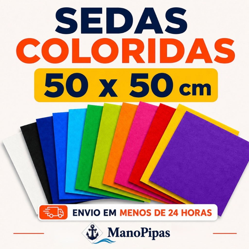 Papel De Seda Colorido 50x50 Para Pipa Artesanato Embalagem Cesta Lembrancinha Folhas ManoPipas