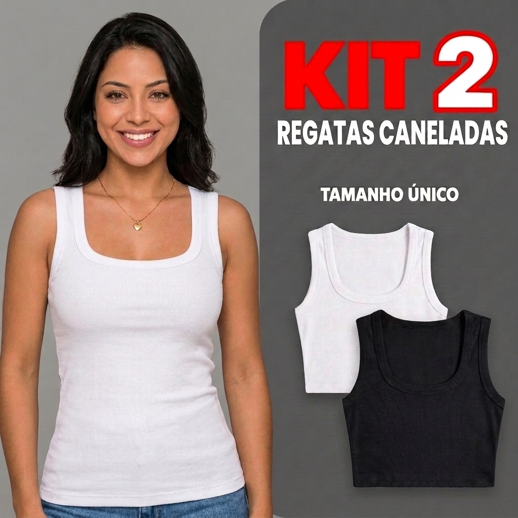 Kit 2 Regata Canelada Feminina Básica Lisa Premium Blusa Camiseta Casual
