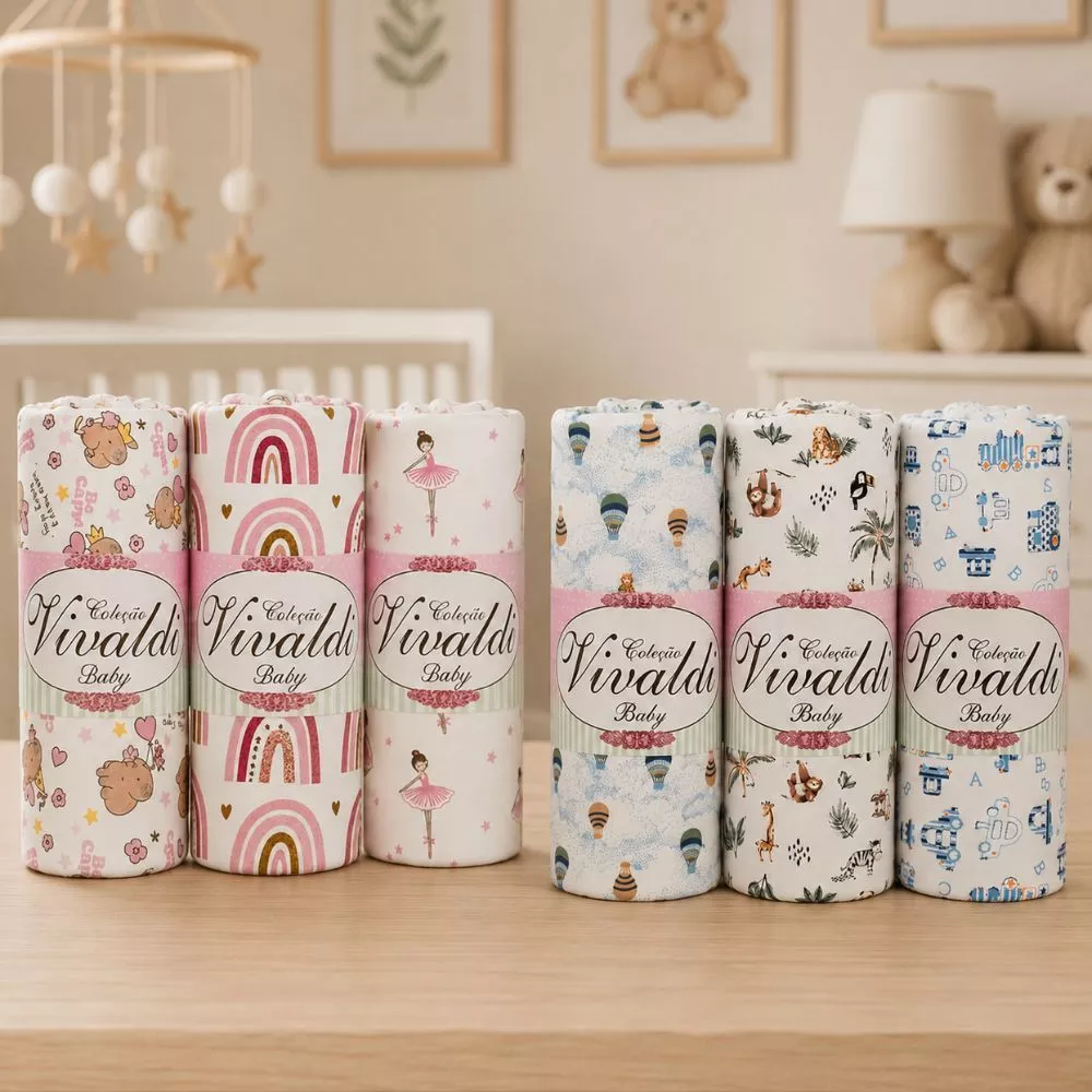 Kit 3 Jogos de Berço Atacado 100% Algodão Lençol com Elástico Fronha Estampada Estampas Sortidas