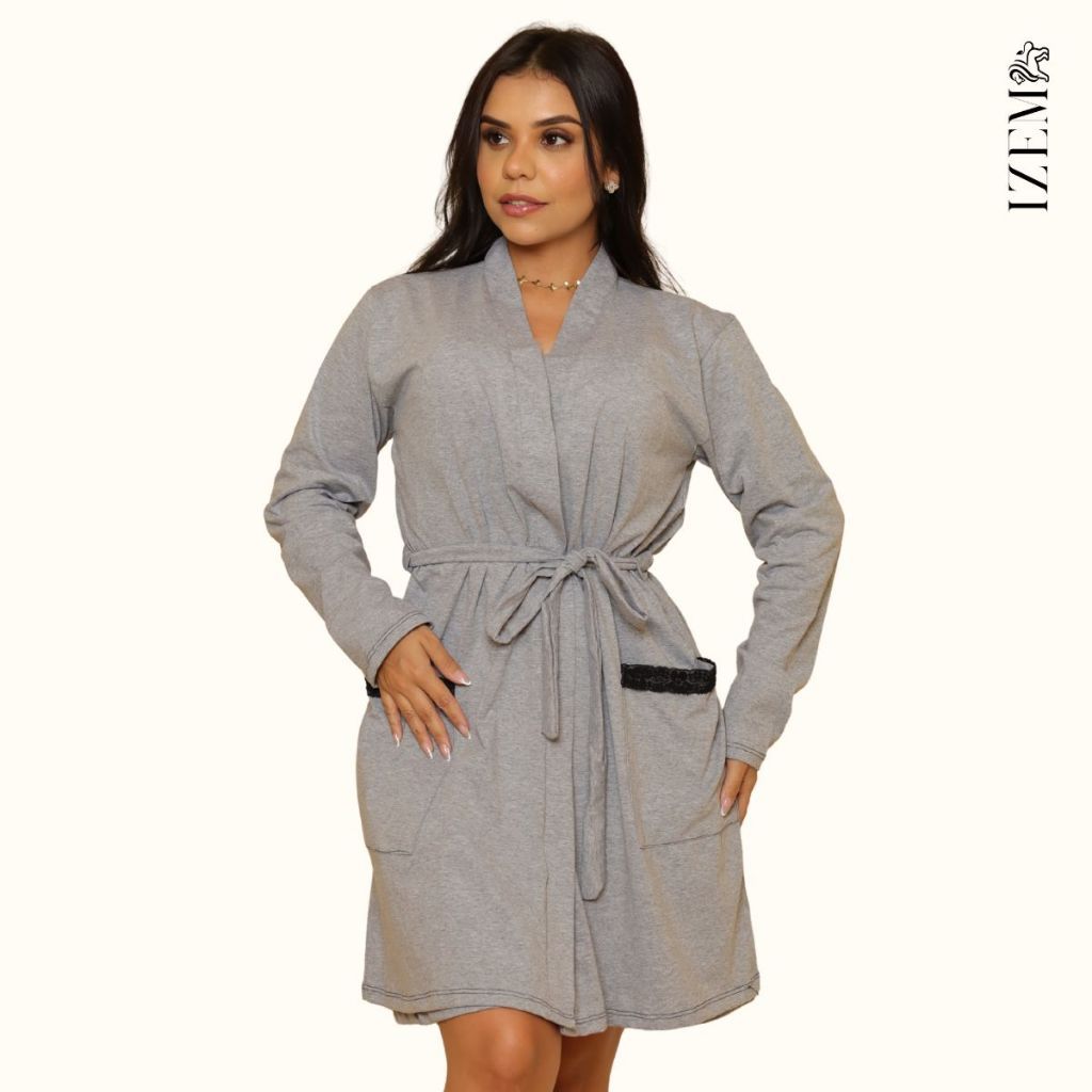 Roupão Robe Feminino Algodão Longo Malha Algodão