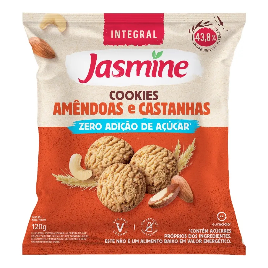 Biscoito Cookie Integral Amêndoas e Castanhas Jasmine 120g