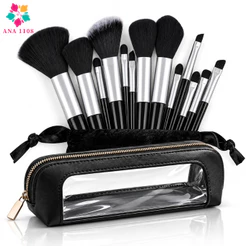 ANA1108 Kit 13 Pincéis de Maquiagem Profissional + Necessaire Estojo Organizador
