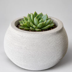 Vaso para plantas decorativo em polietileno Esfera Grafiato Carrara G medidas 36cm x 48cm x 23cm