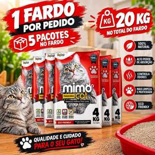Kit 5 Areia Sanitária Higiênica Argila Natural para Gatos Grãos Médios Tradicional 20 kg Mimo Cat