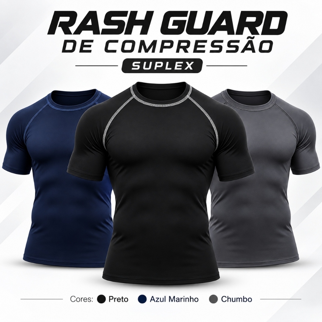 Camiseta de Compressão Academia Justa Apertada Rash Guard Jiujitsu Treino