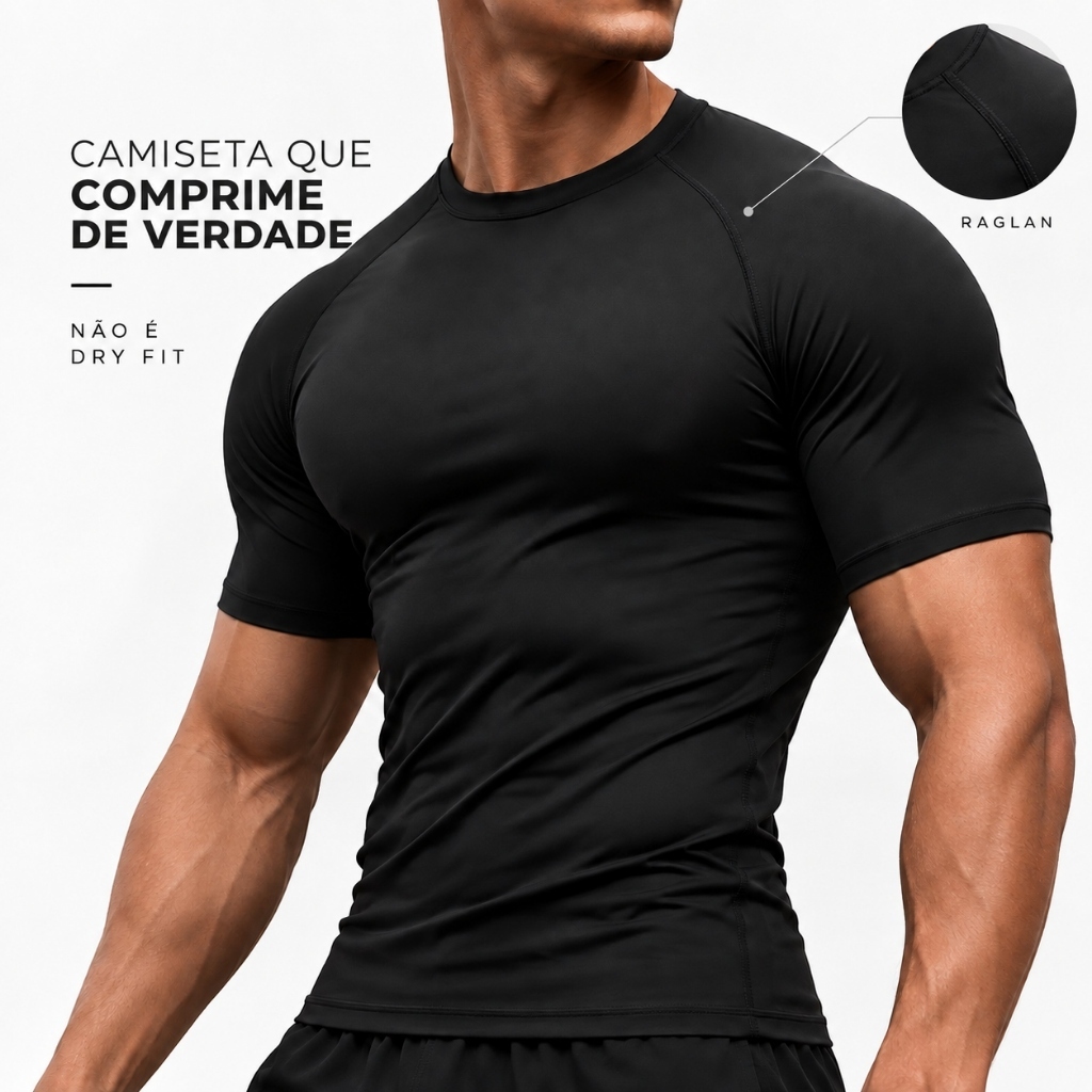 Camiseta de Compressão Academia Rash Guard Jiujitsu Apertada Justa Treino