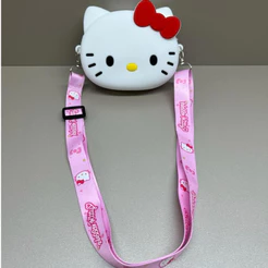 Bolsinha de silicone com alça de Hello kitty Bolsa infantil