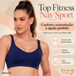 Top Regata Nay Sport Bojo Removível Confortável Alta Performance Fitness
