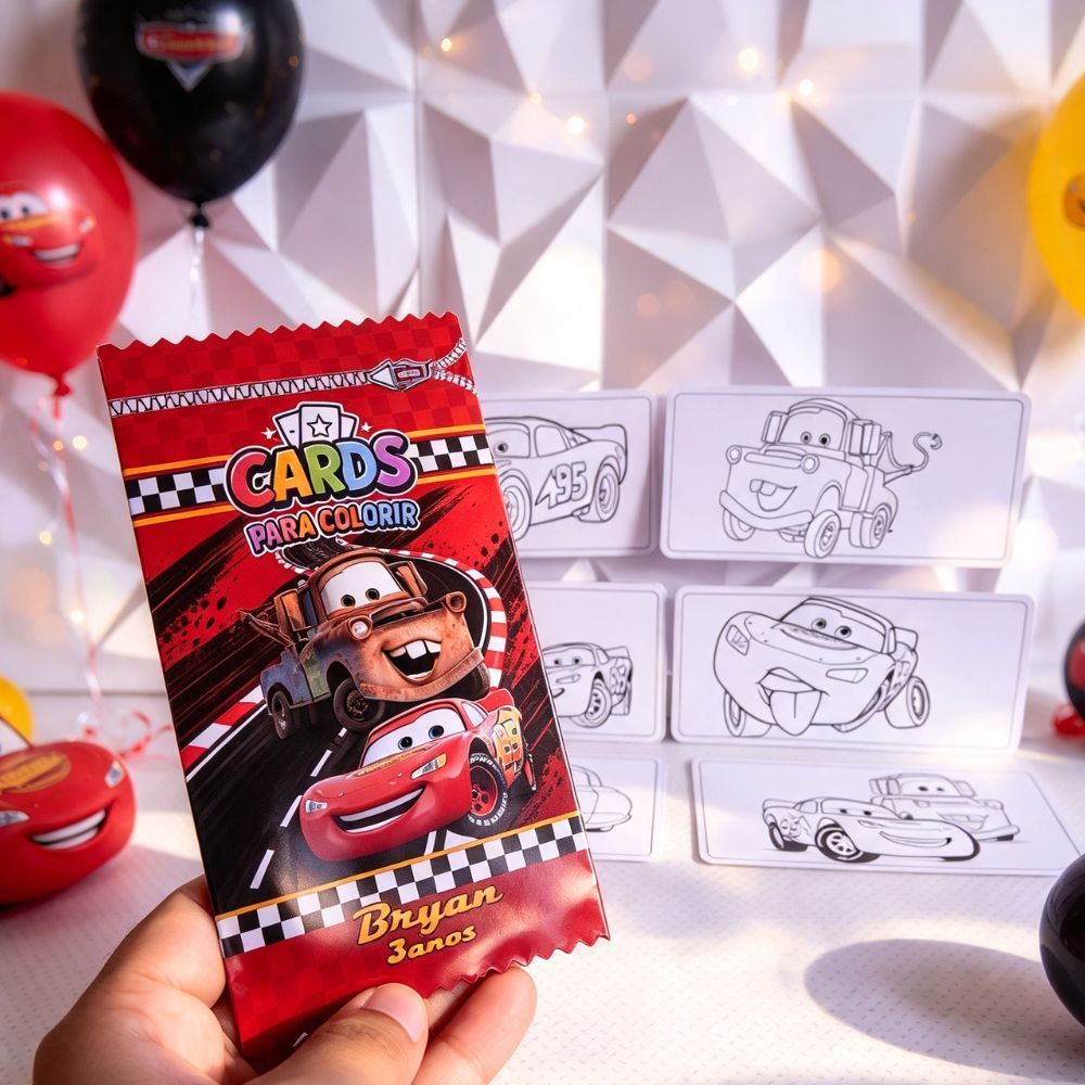 Card de Colorir Relampago mcqueen Personalizado / Lembrancinha de festa/ aniversario