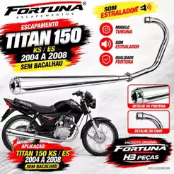 Escapamento Turuna Cg Titan 150 2004 A 2008 Ks/es Fortuna Estralado