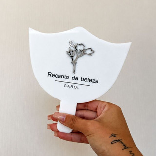Espelho de mão personalizado DESTACADOR de VIDRO   cílios  olhos lash designer sobrancelhas beleza studio