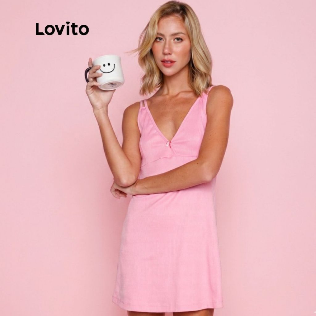 Lovito Camisola Feminina de Ribana Canelada Busto Transpassado Lisa SDB18701900