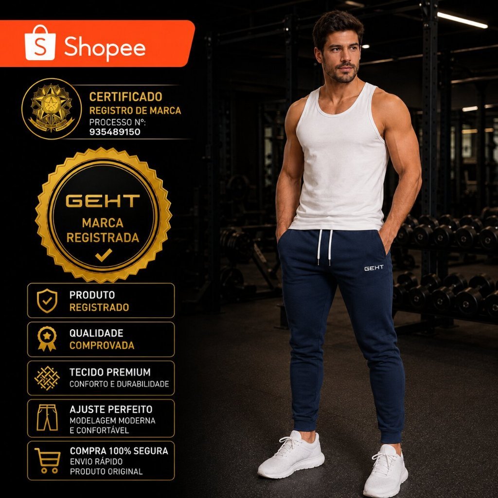 Kit 2 Calça Masculina Academia Jogger Moletom Treino Esportiva Marca Geth — imagem 2 de 2