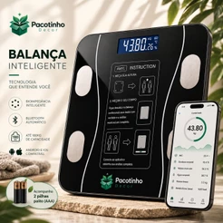 Balança Digital Smart Bioimpedância 180kg Bluetooth IMC Corporal App Android iOS
