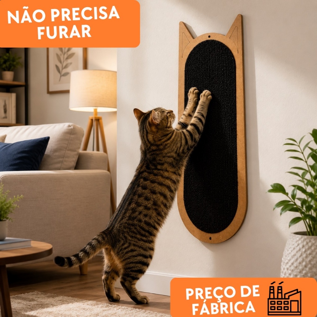 Arranhador Para Gato Parede Reforçado Grande Brinquedo Pet Vertical 54x20