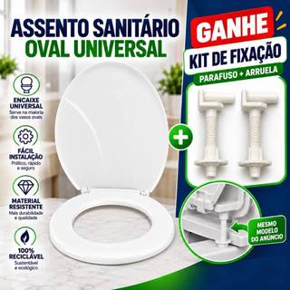 Assento Universal para Vaso Sanitário em Plástico Branco Resistente/ Toy PR