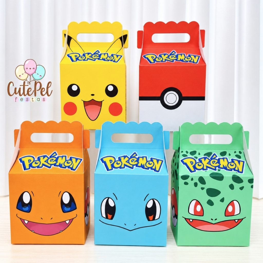 20 a 60 Caixinhas POKÉMON Lembrancinhas Kit Festa Decoração Aniversário PEGUE E MONTE