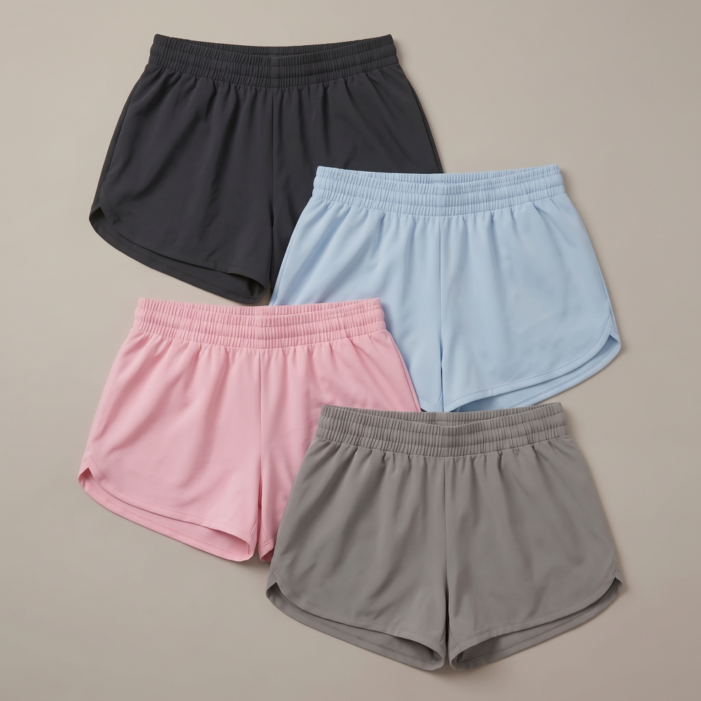 Kit 4: Short Feminino Tactel Elastano - Caminhada - Casual - Confortável - Soltinho