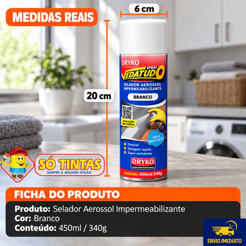 Spray Impermeabilizante VedaTudo 400ml/235g Dryko Emborrachado Impermeável Cores — imagem 2 de 2
