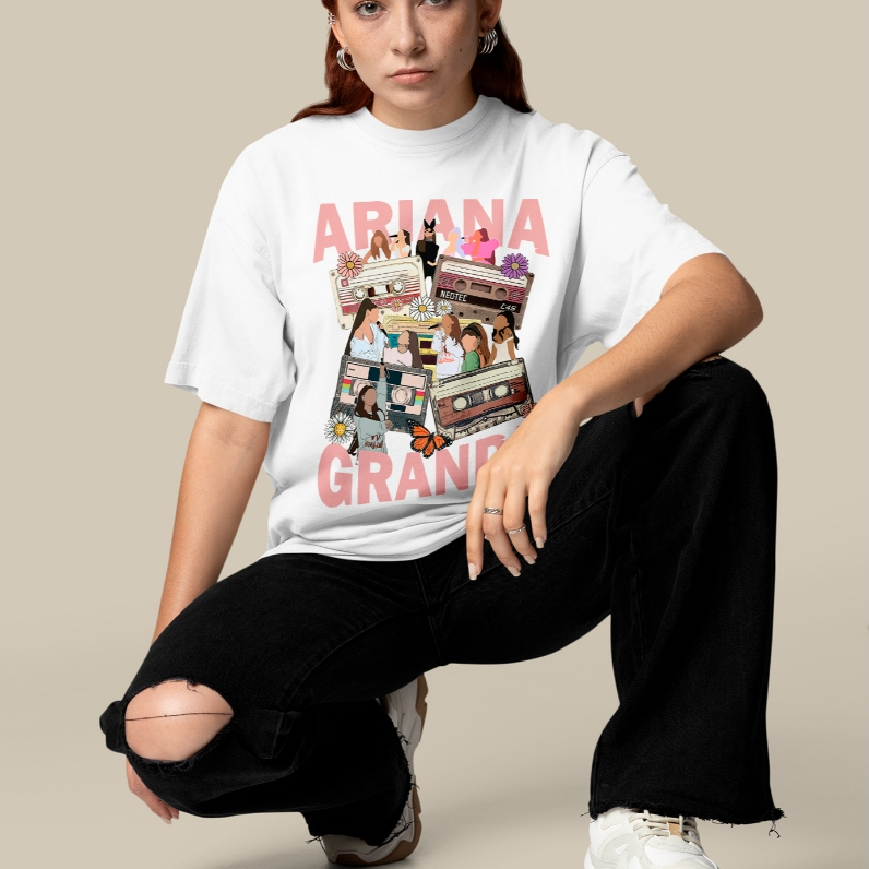 Camiseta Oversized Ariana Estampada Streetwear Casual Moda Urbana Confortável Estilo Jovem Moderno Tendência Unissex