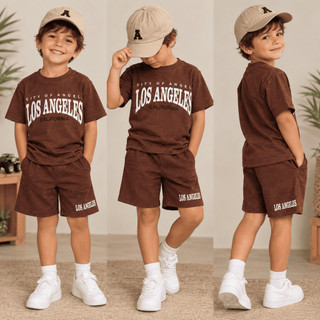 Conjunto Infantil Masculino - Camisa + Bermuda de Verão Dry Fit Esportivo Tamanho 2 ao 12…