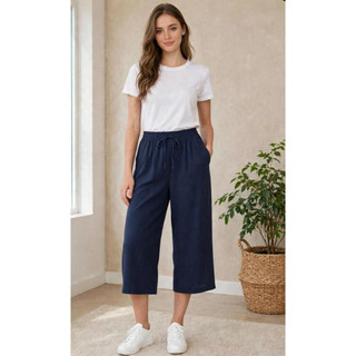 Calça Pantacourt Viscolycra Feminina Casual Wide