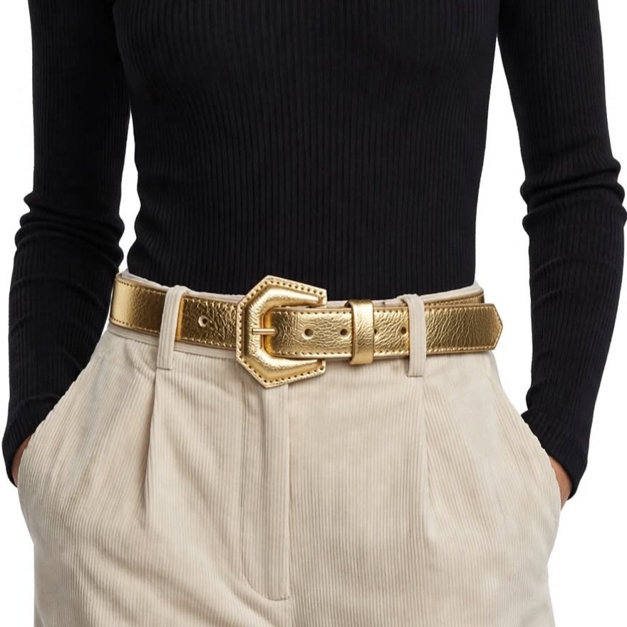 Cinto Feminino Elegante Metalizado 110-120cm Festa Balada Evento Moda Fashion Blogueira Influencer