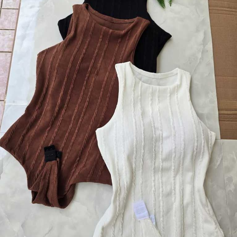 Body Bory Regata Feminino Basico Ribana Canelado Gola Redonda com Bojo Confortável