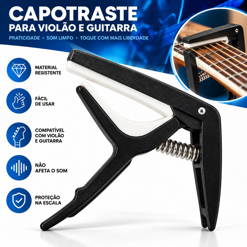 Kit Variações Acessorios Instrumentais Capotraste Palheta Suporte Violao Guitarra Correia
