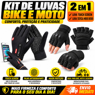 KIT LUVA TÉRMICA TOUCH + LUVA TÁTICA MEIO DEDO (ENVIO IMEDIATO)