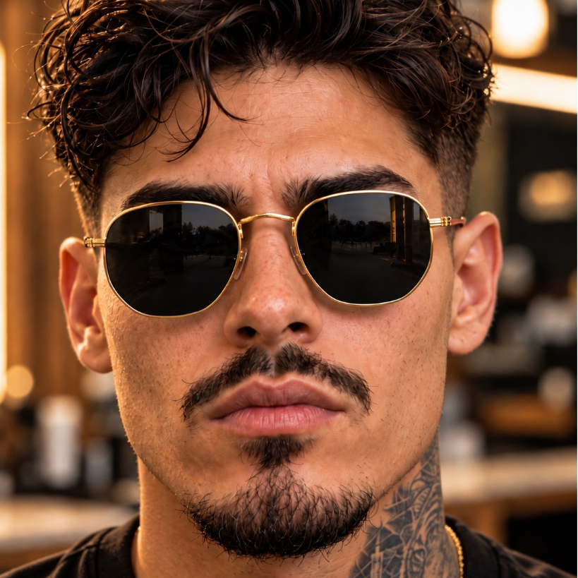 Óculos Sol Masculino Homem Acessório de Moda Proteção UV400 Hexagonal Quadrado