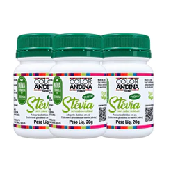 Adoçante dietético Stévia Color Andina Food, 3 potes 20g