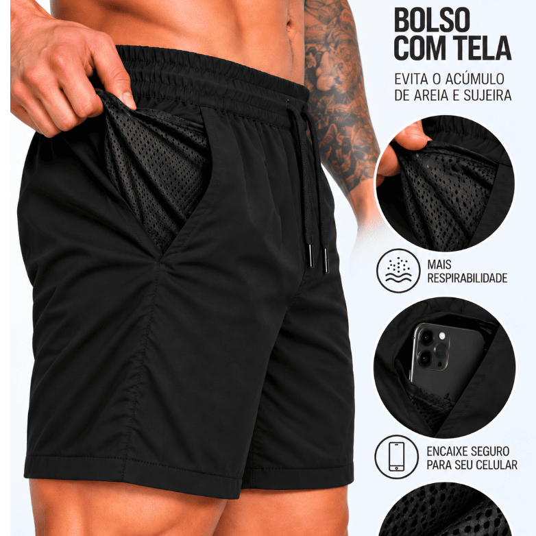 Bermuda Mauricinho Masculina Tactel Elastano Verão Praia Academia Piscina Casual