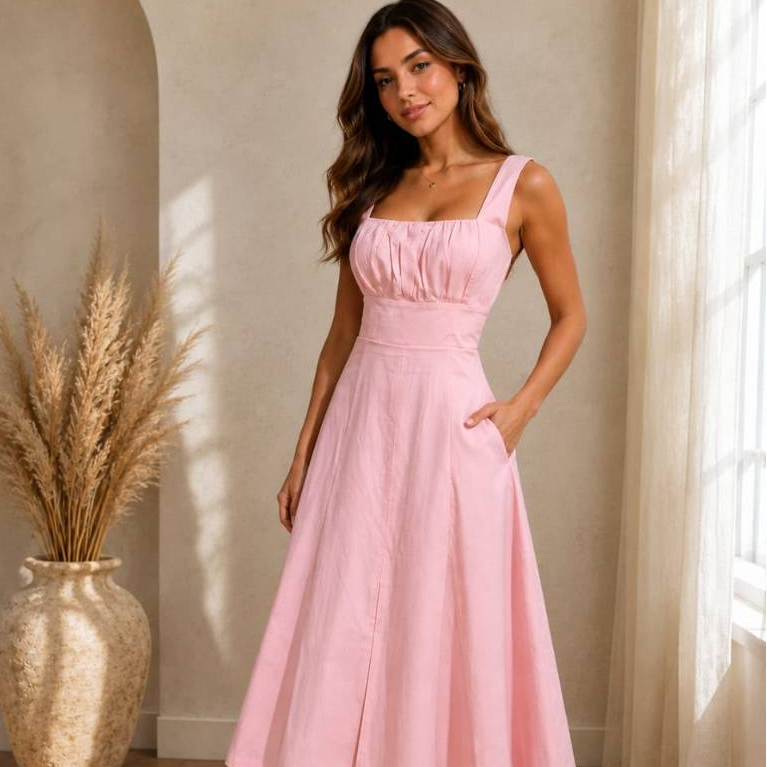 vestido sensória vestido drapeado drapeado no busto vestido saia solta vestido fluido vestido leve vestido elegante